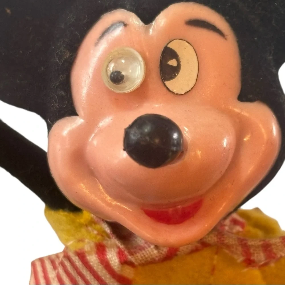 70s Walt Disney Flocked Christmas Ornaments Mickey Mouse & Donald Duck Bambi